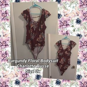 Burgundy Floral Bodysuit